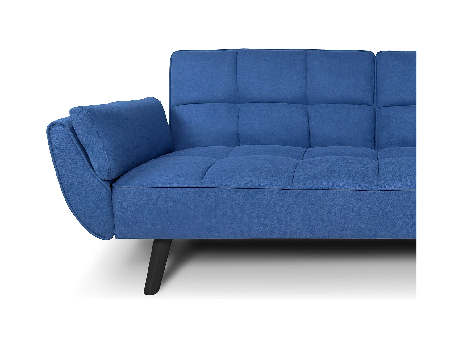 Divano letto clic clac in tessuto vellutato blu - Ambra piede legno nero