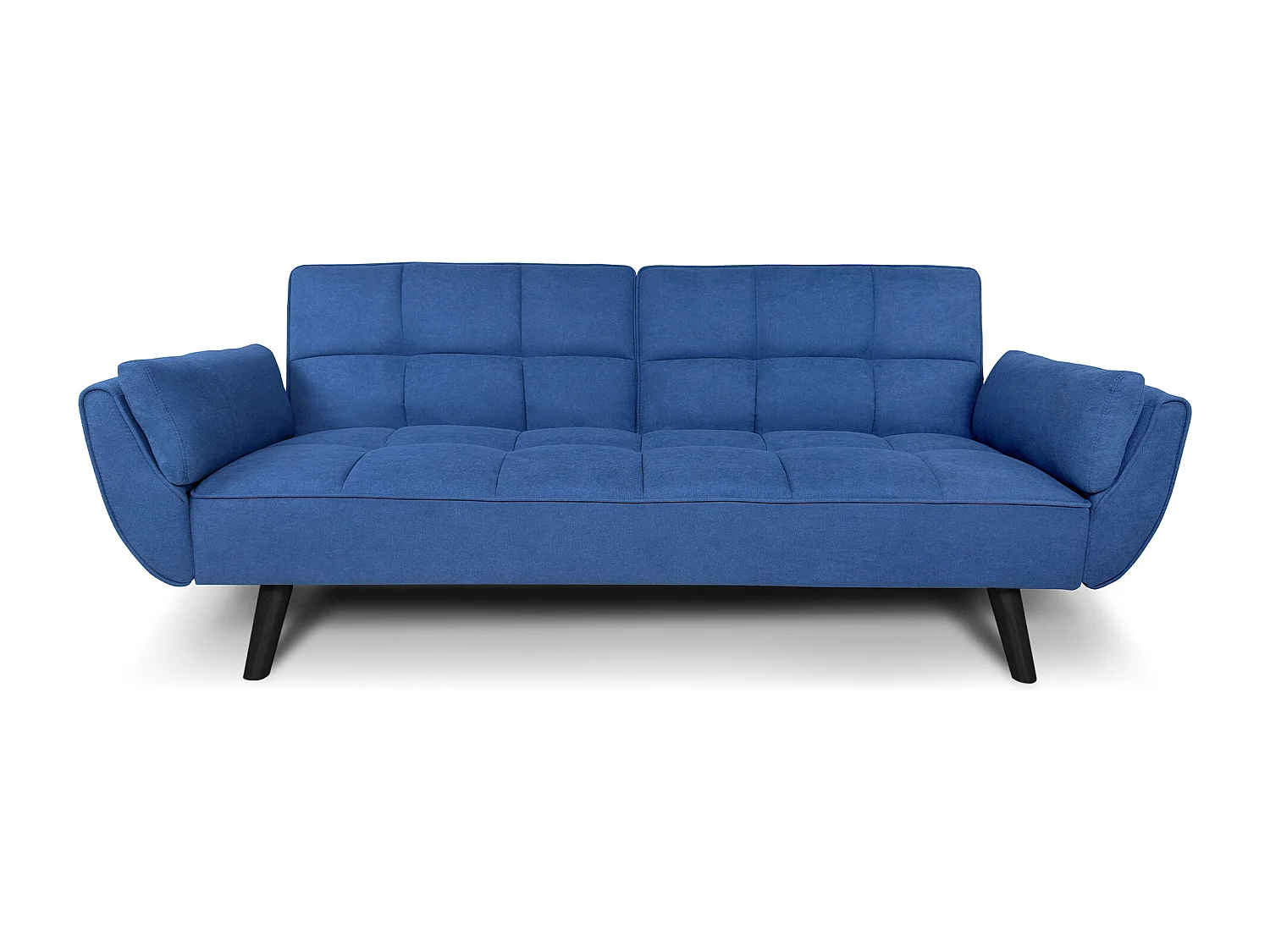 Divano letto clic clac in tessuto vellutato blu - Ambra piede legno nero