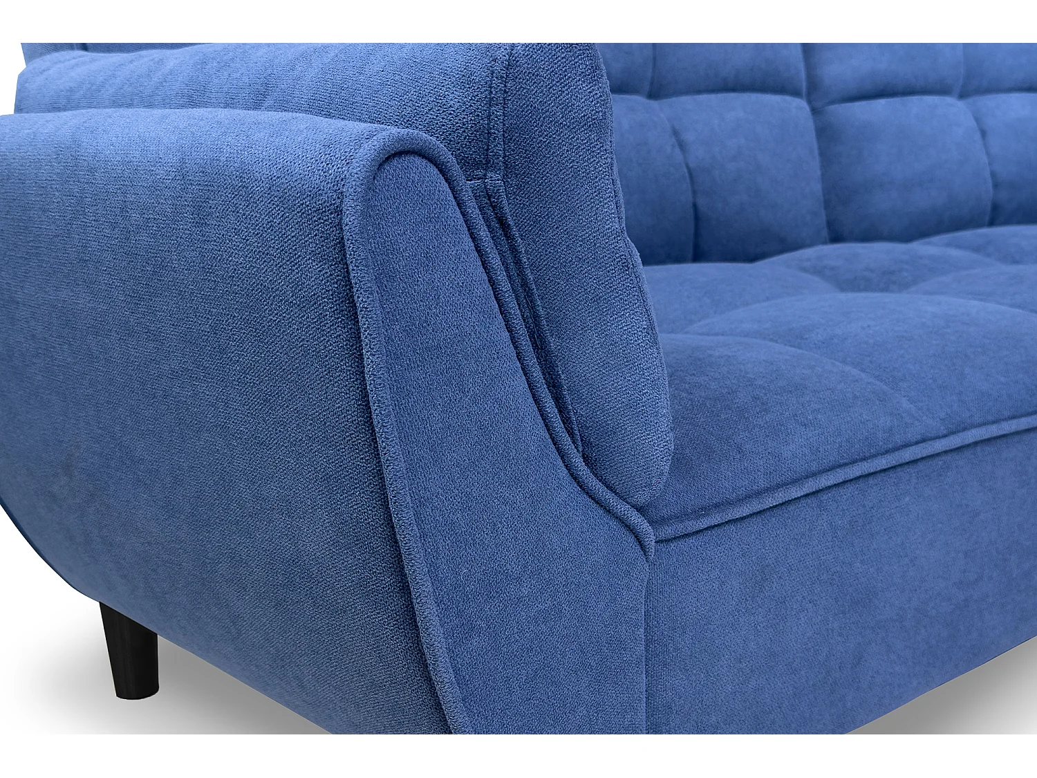 Divano letto clic clac in tessuto vellutato blu - Ambra piede legno nero