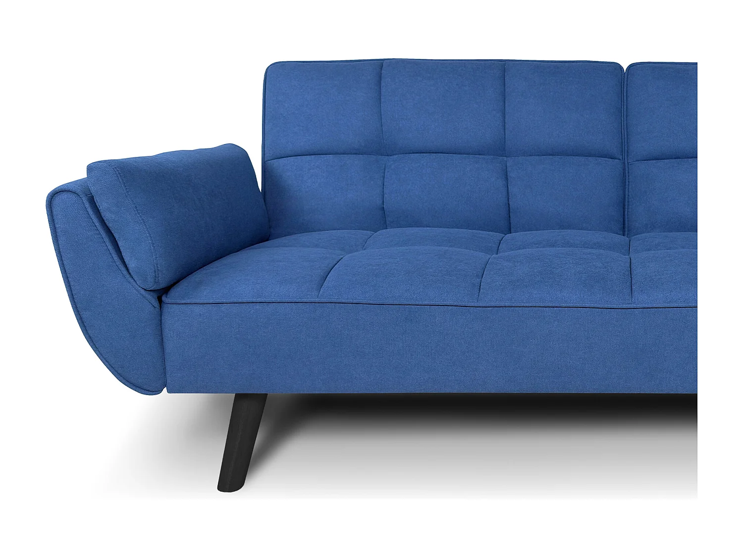 Divano letto clic clac in tessuto vellutato blu - Ambra piede legno nero