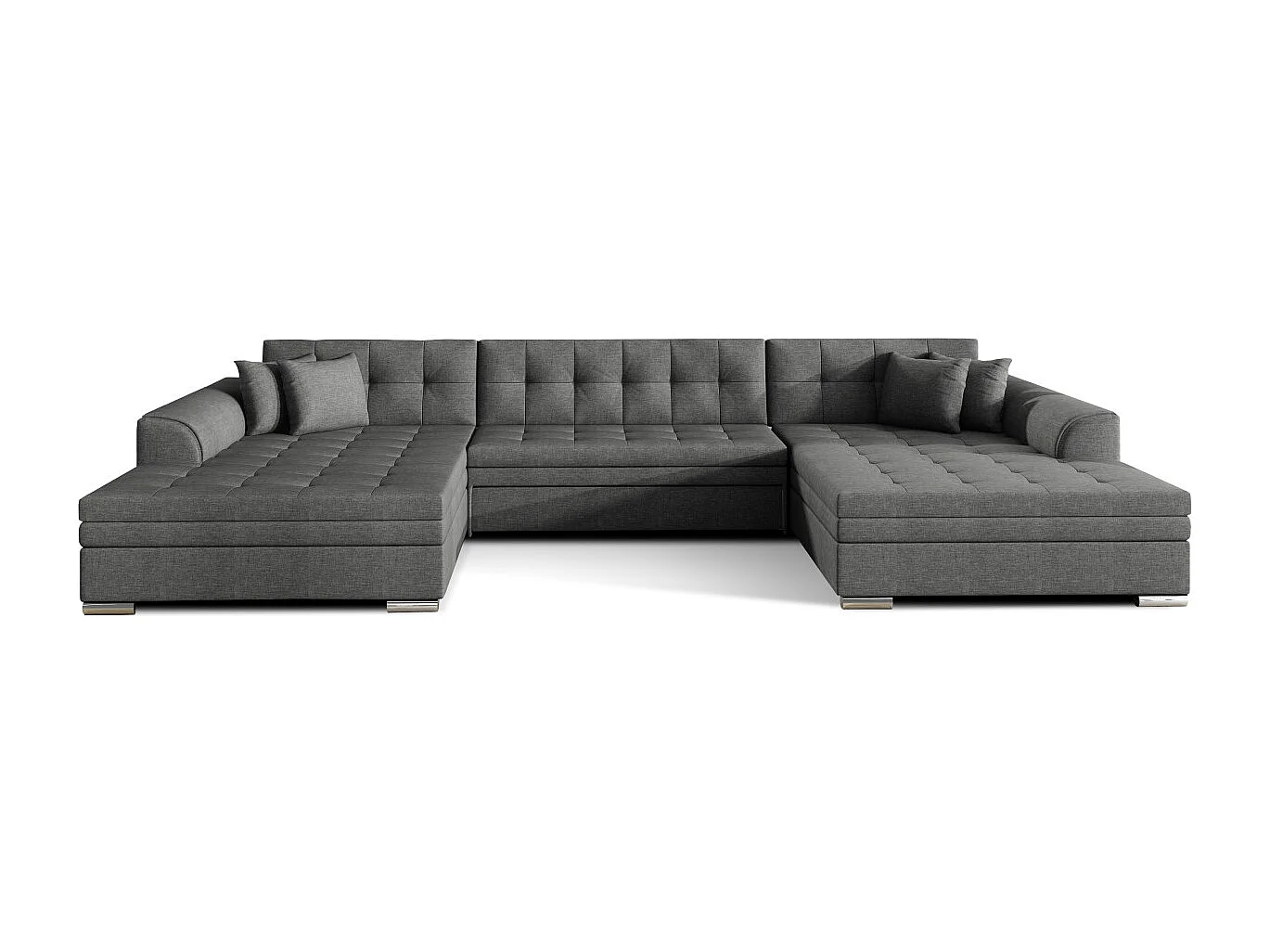 Canapé d'angle panoramique 5 places RIMA convertible en tissu - Gris anthracite