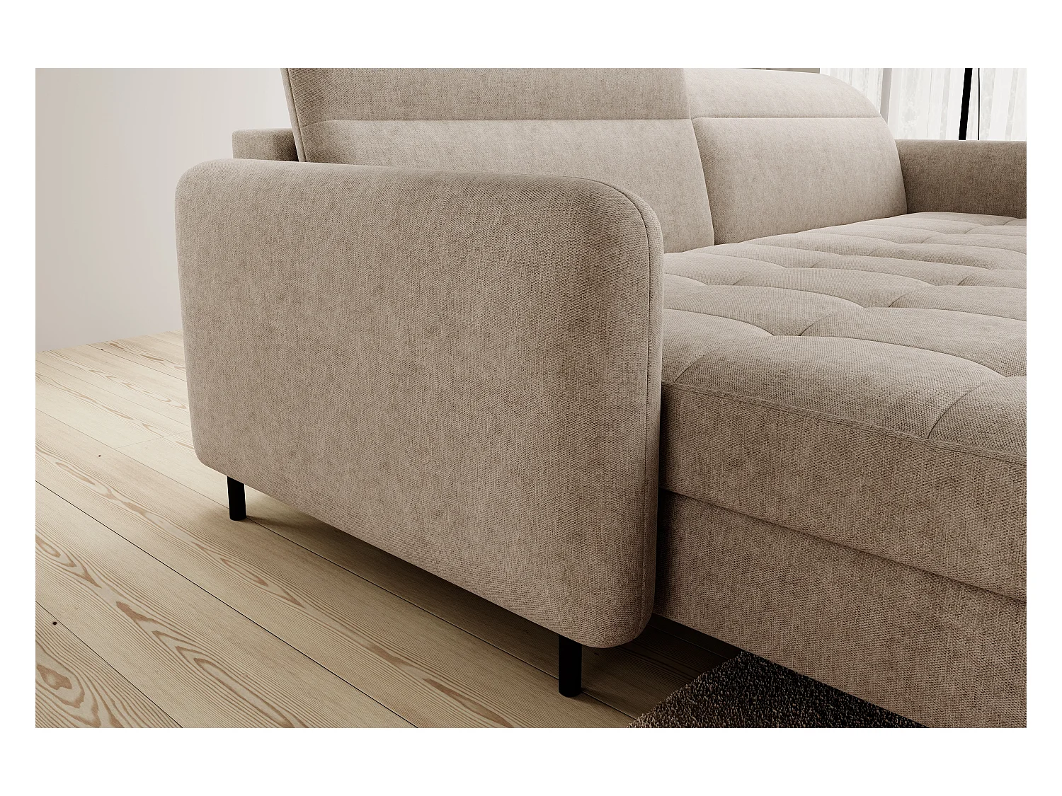 Petit canapé d’angle convertible tissu Kunder-Beige foncé-angle gauche