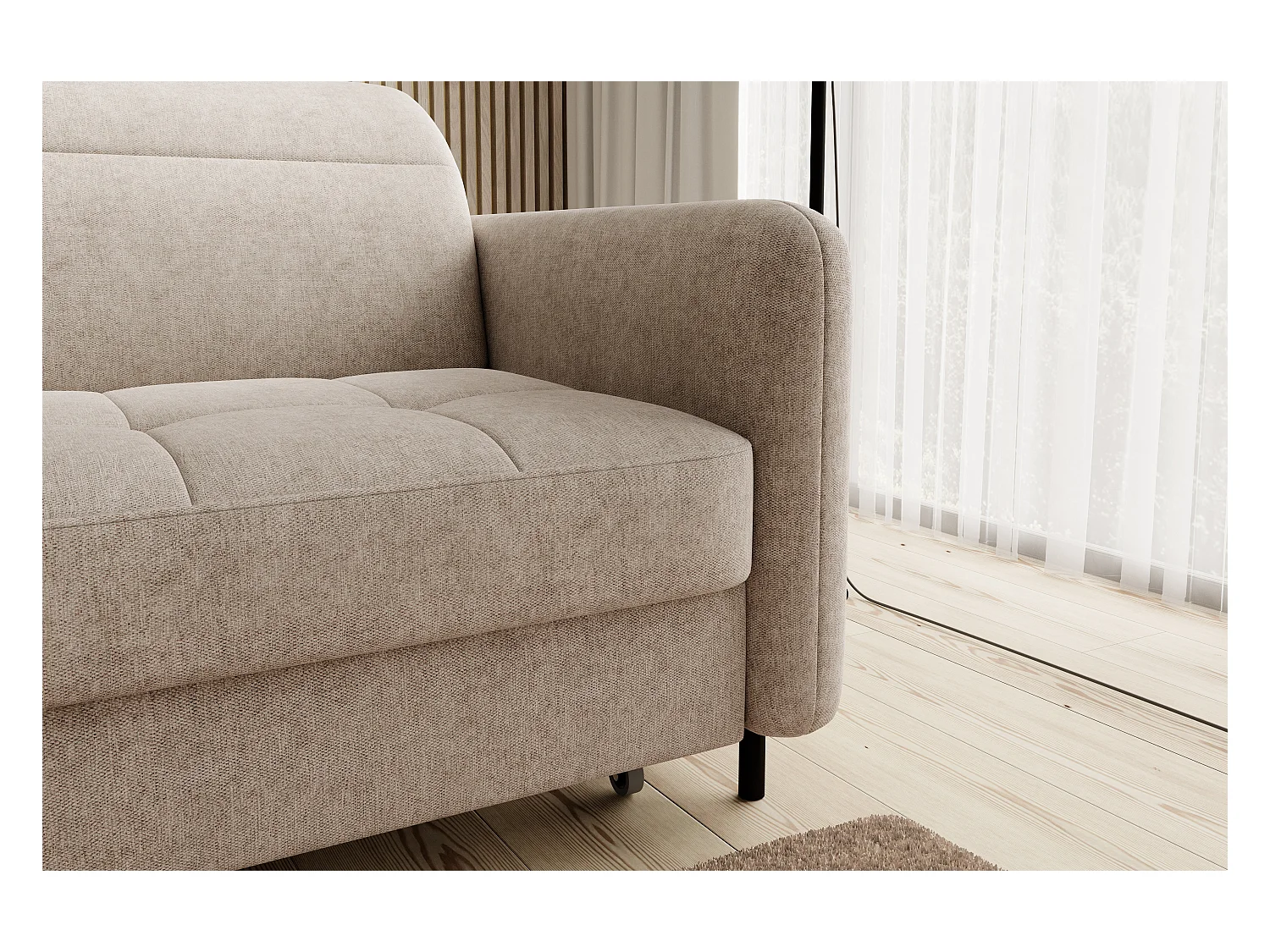 Petit canapé d’angle convertible tissu Kunder-Beige foncé-angle gauche