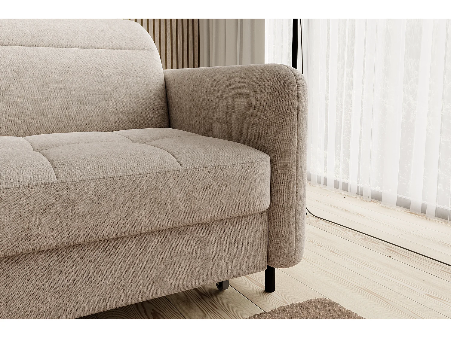 Petit canapé d’angle convertible tissu Kunder-Beige foncé-angle gauche