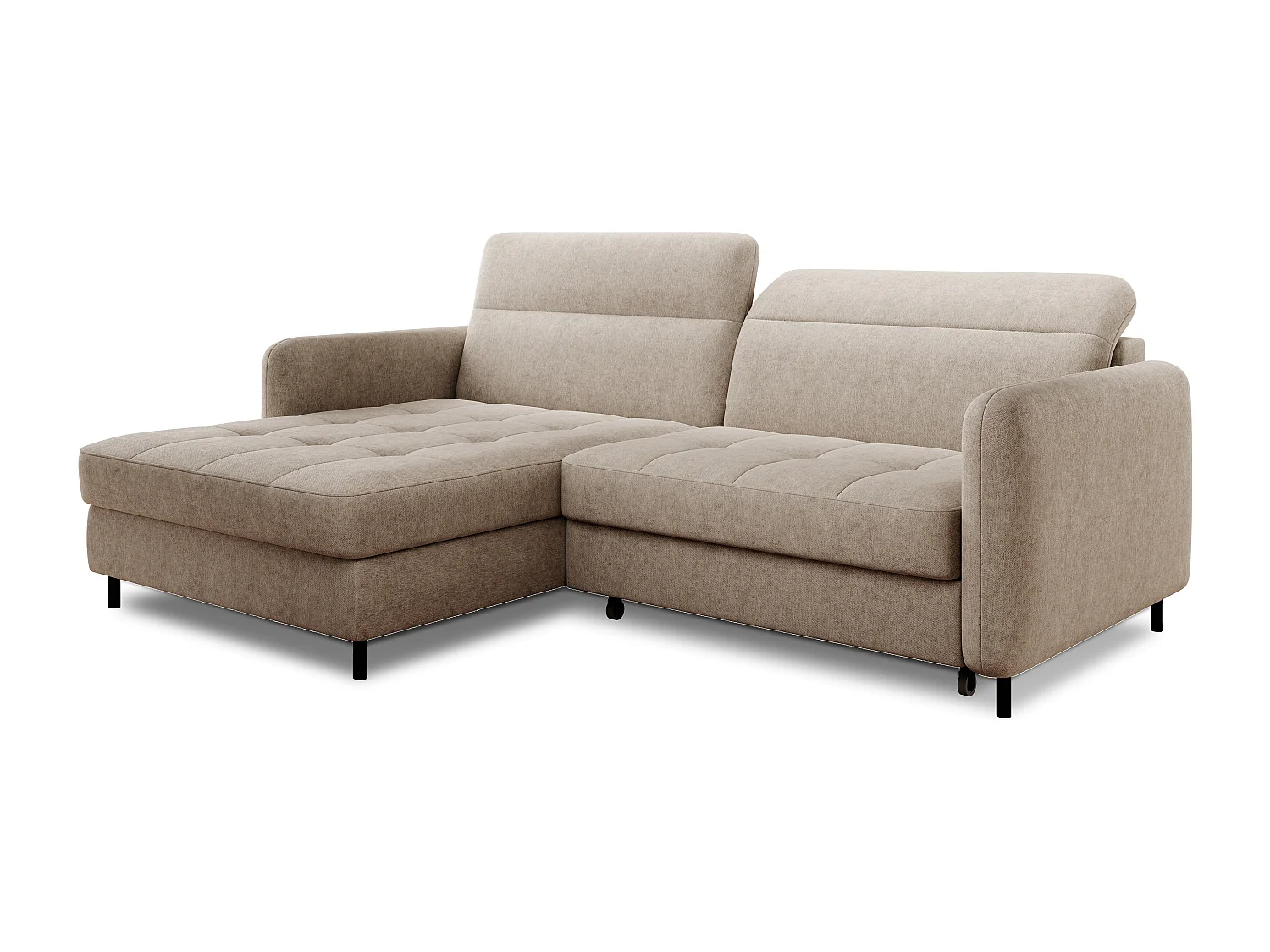 Petit canapé d’angle convertible tissu Kunder-Beige foncé-angle gauche