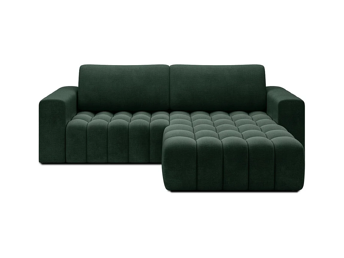 Canapé d'angle droit 3 places ASSIA convertible en tissu - Vert foncé