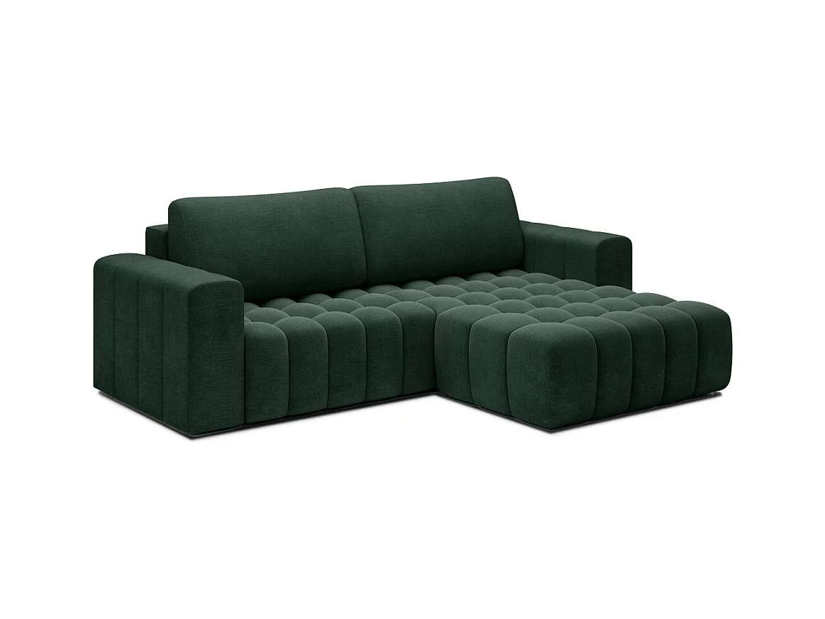 Canapé d'angle droit 3 places ASSIA convertible en tissu - Vert foncé