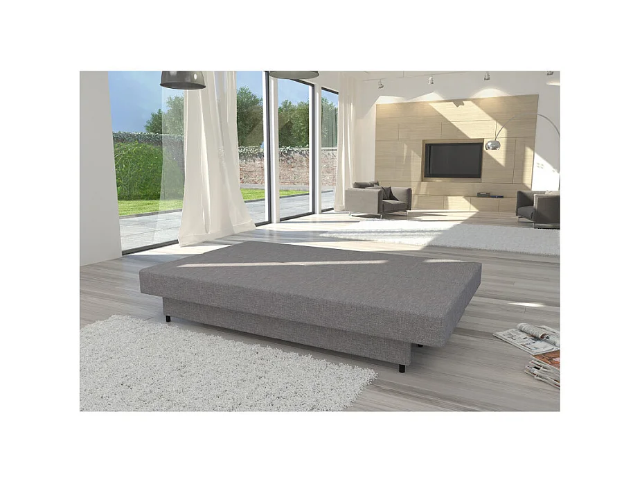 Canapé droit 3 places SAMARA convertible en tissu - Gris clair