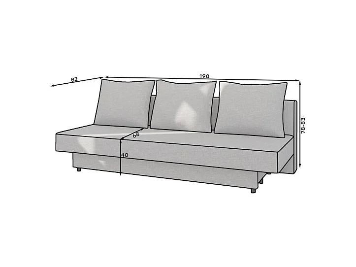 Canapé droit 3 places SAMARA convertible en tissu - Gris clair