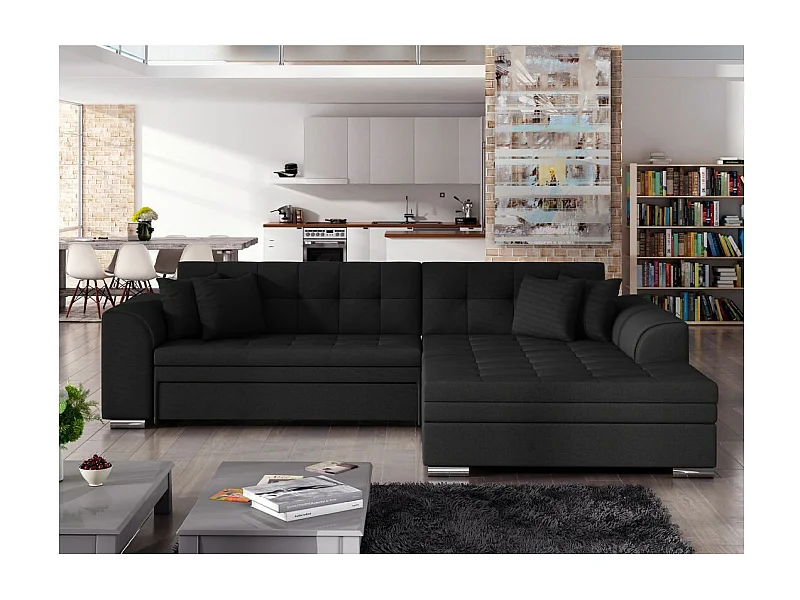 Canapé d'angle droit 4 places NILA convertible en tissu - Gris anthracite