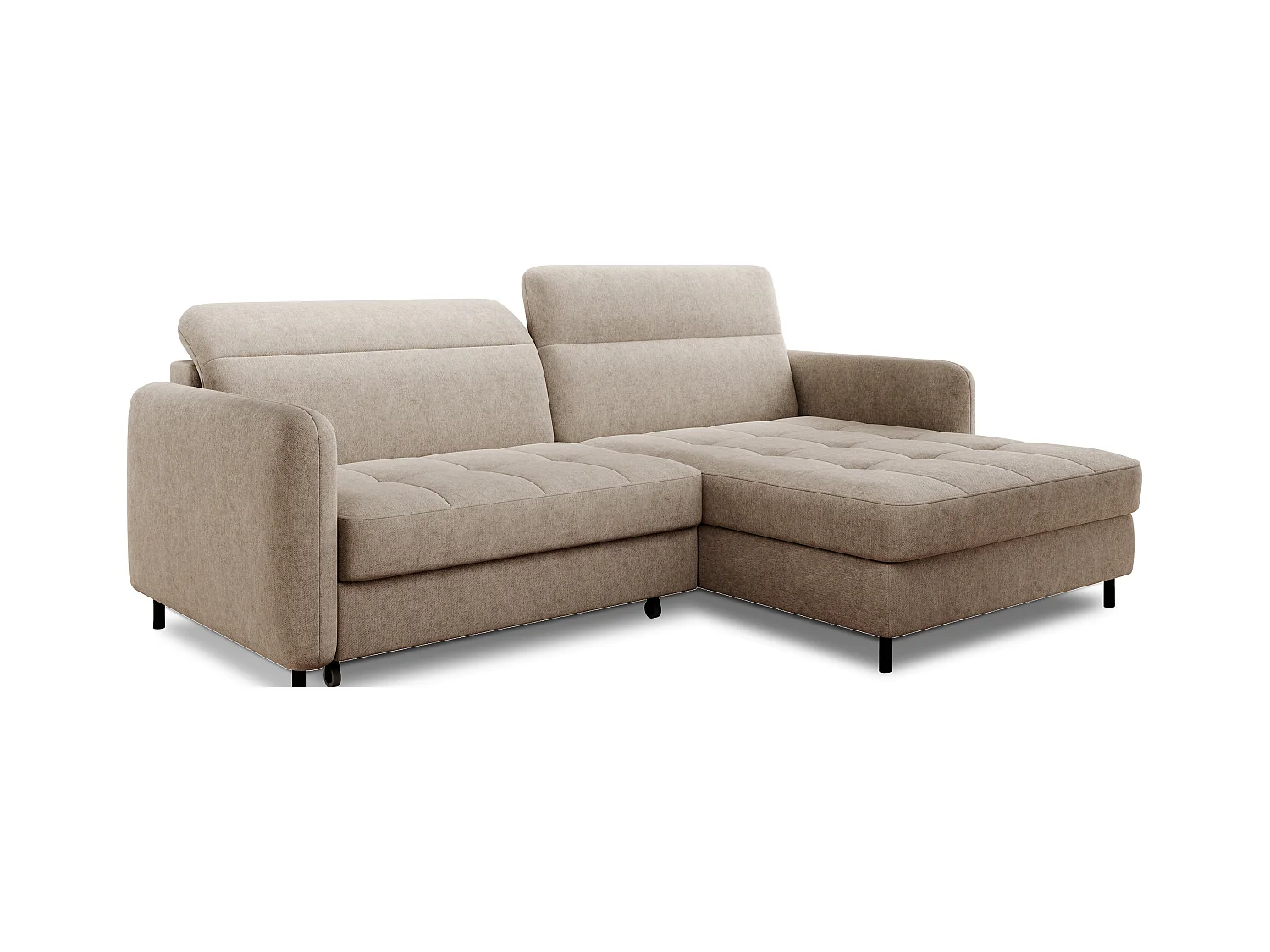 Petit canapé d’angle convertible tissu Kunder-Beige foncé-angle droit