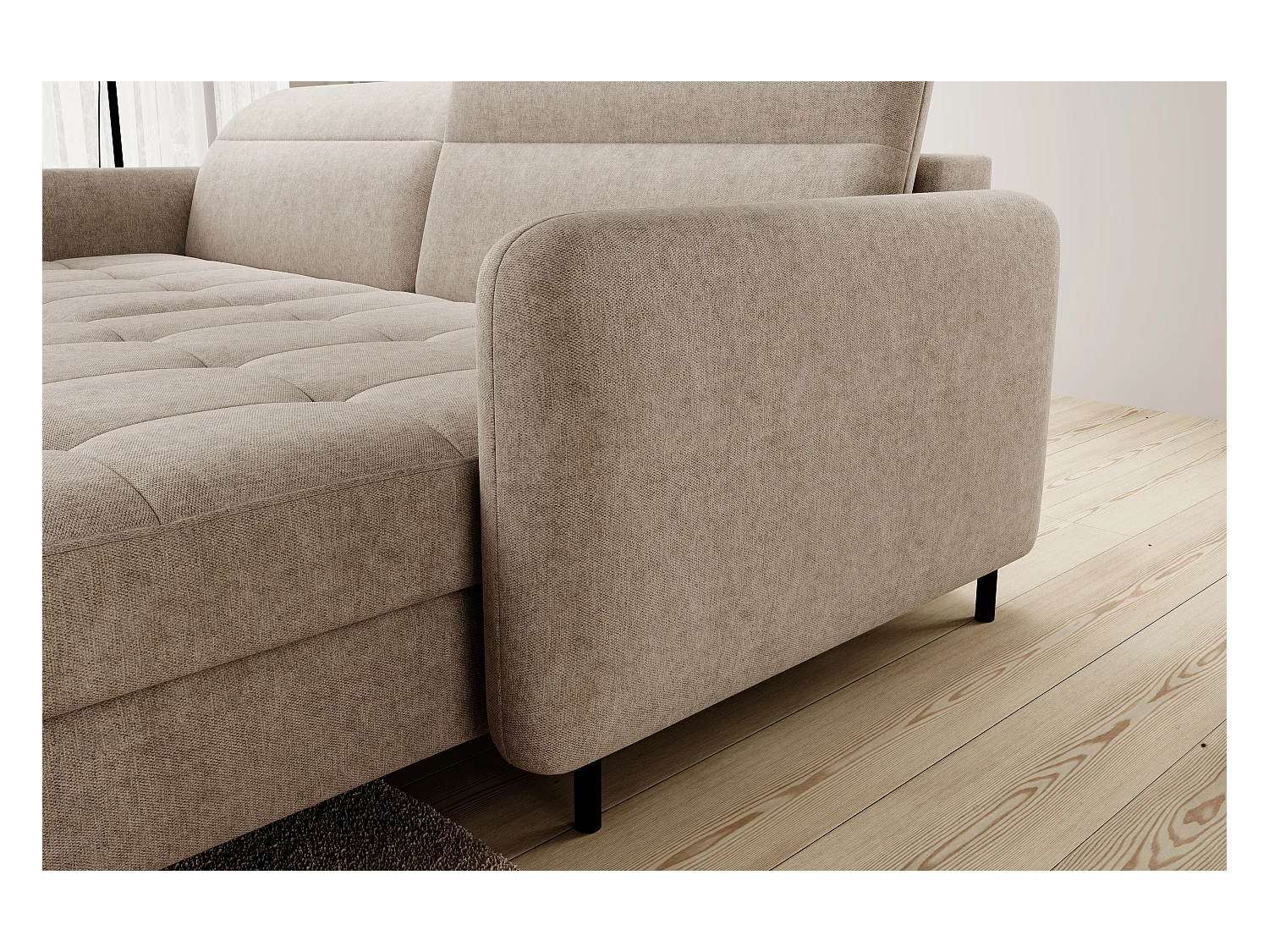 Petit canapé d’angle convertible tissu Kunder-Beige foncé-angle droit