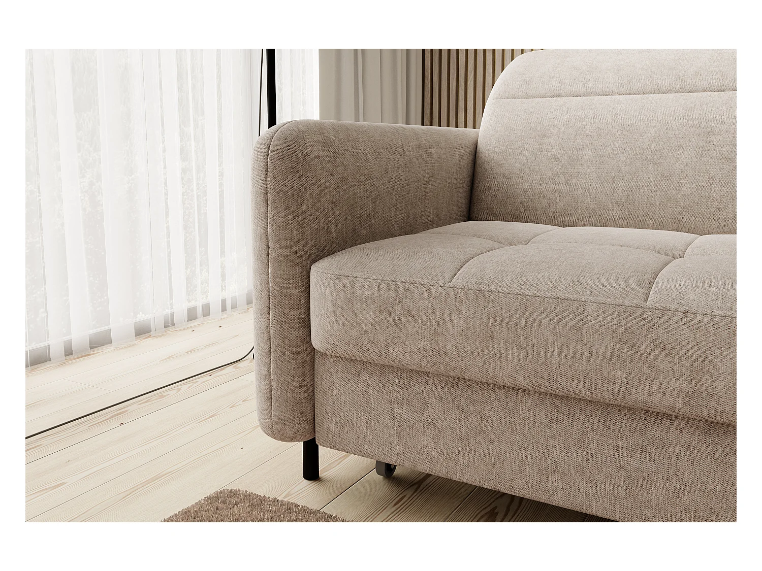 Petit canapé d’angle convertible tissu Kunder-Beige foncé-angle droit