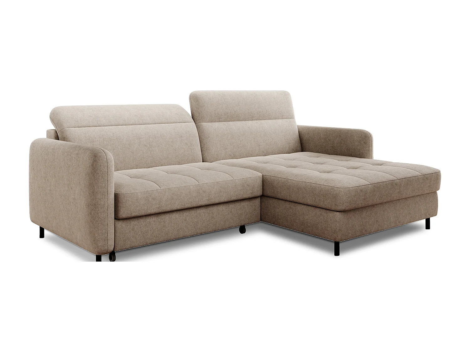 Petit canapé d’angle convertible tissu Kunder-Beige foncé-angle droit