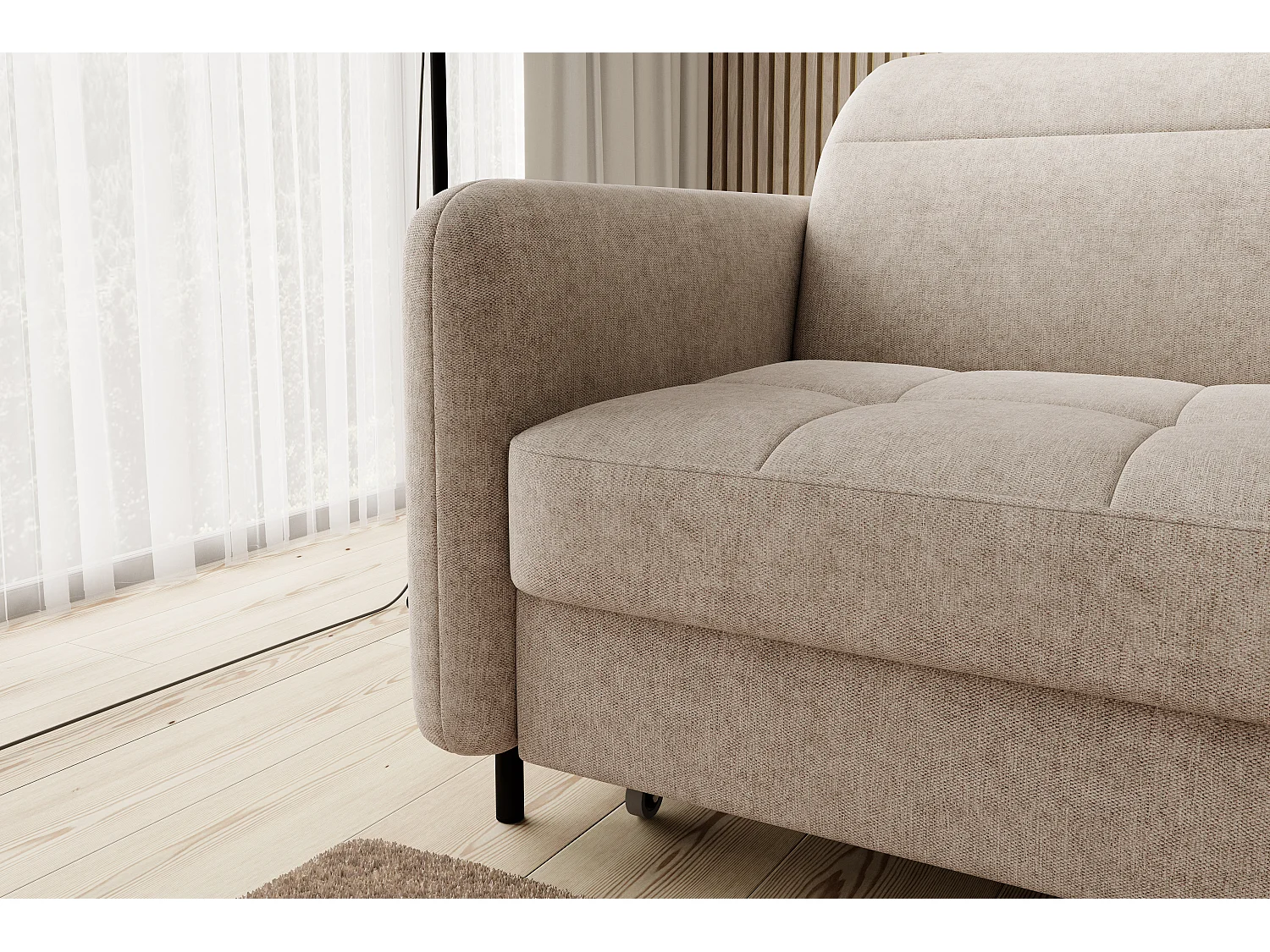 Petit canapé d’angle convertible tissu Kunder-Beige foncé-angle droit