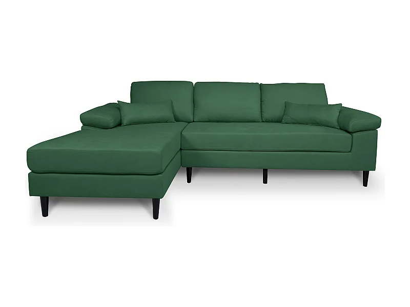 Divano angolare 3 posti con chaise longue sinistra tessuto verde abete – Washington