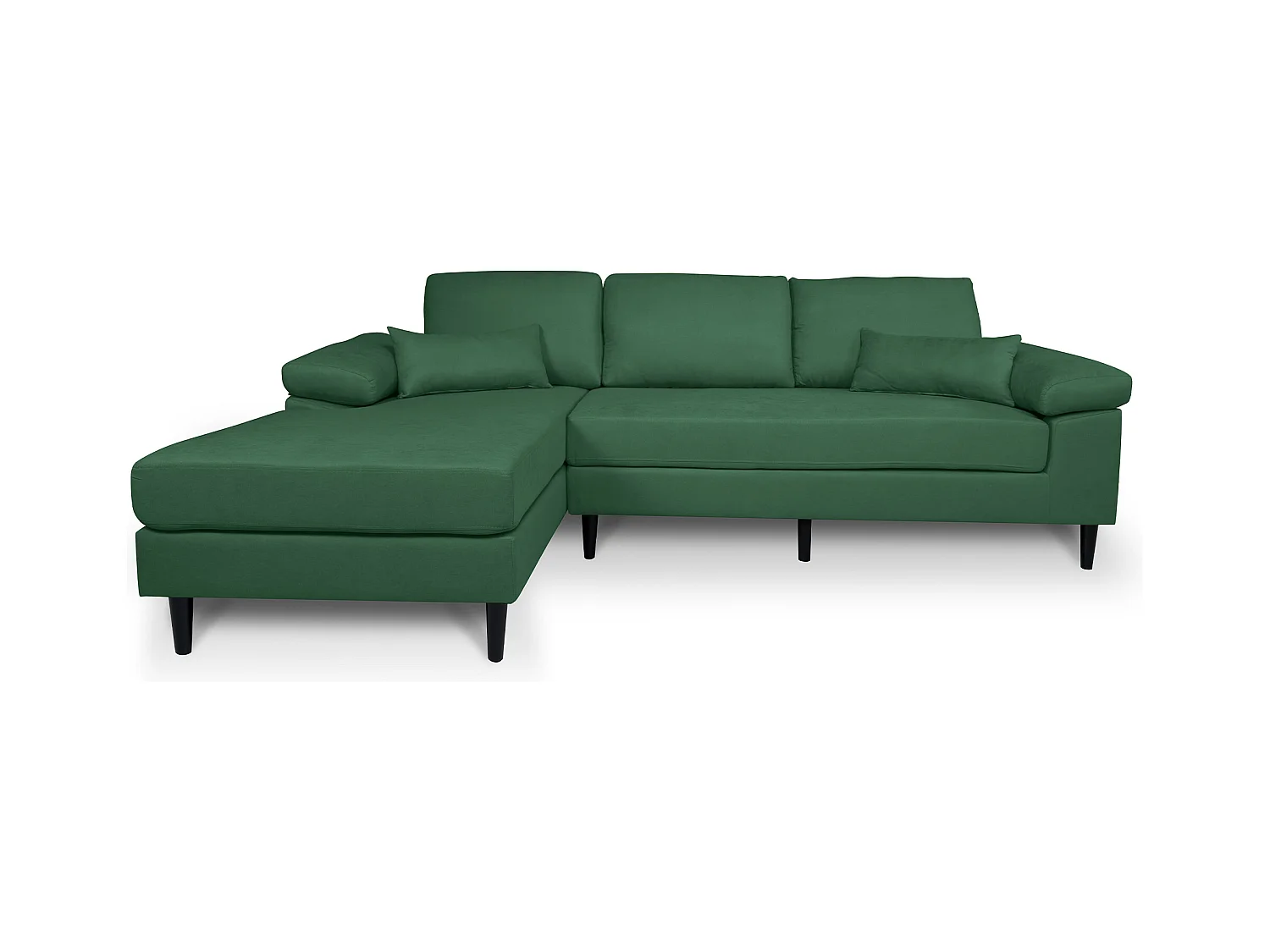 Divano angolare 3 posti con chaise longue sinistra tessuto verde abete – Washington