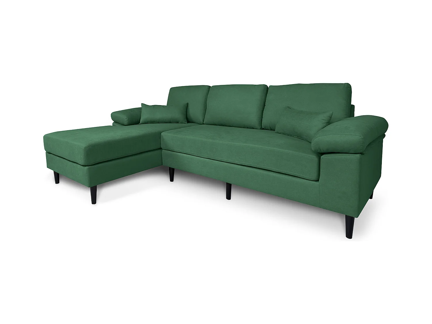 Divano angolare 3 posti con chaise longue sinistra tessuto verde abete – Washington