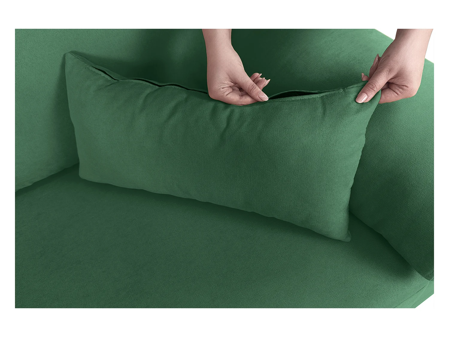 Divano angolare 3 posti con chaise longue sinistra tessuto verde abete – Washington