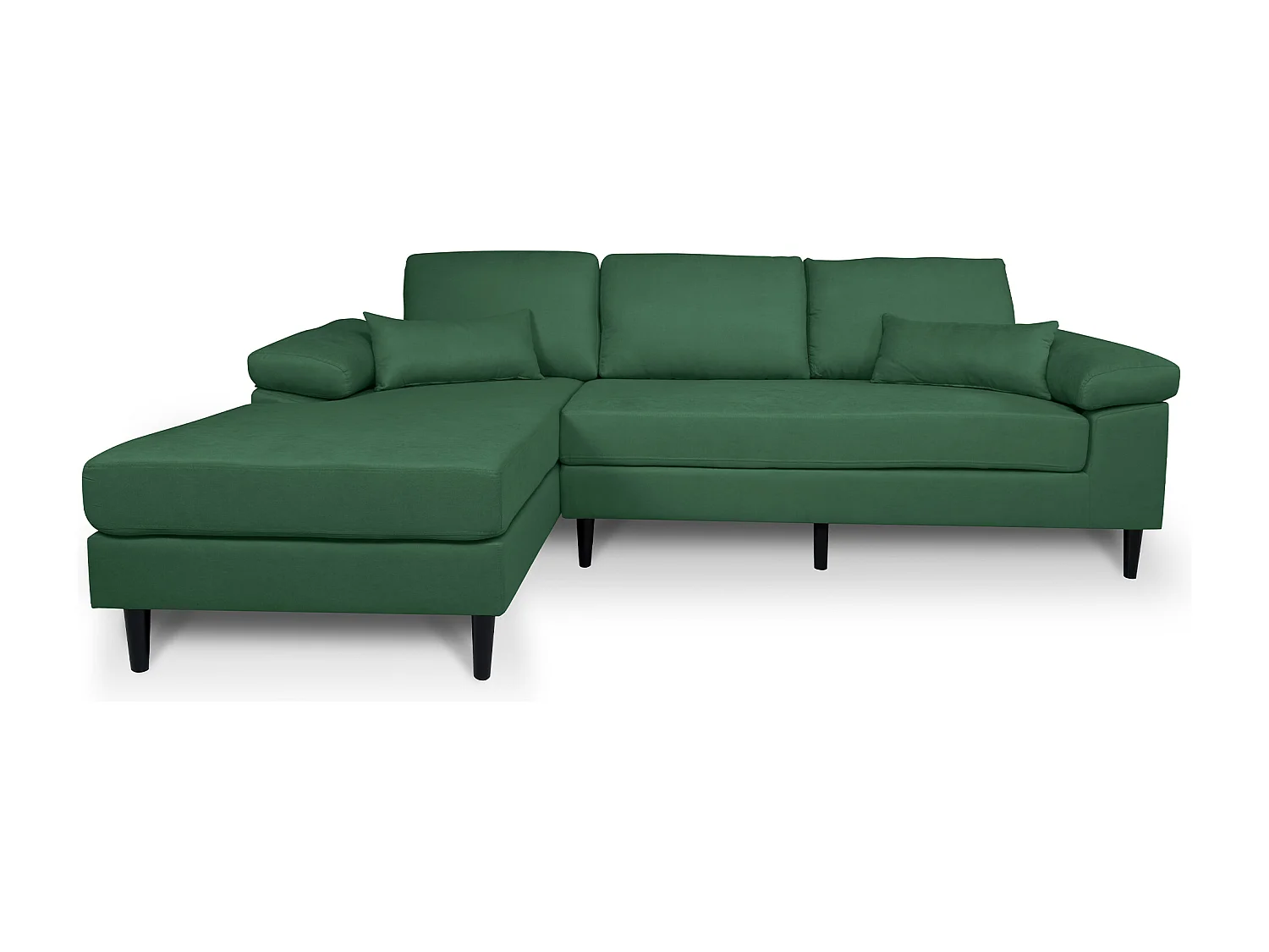 Divano angolare 3 posti con chaise longue sinistra tessuto verde abete – Washington