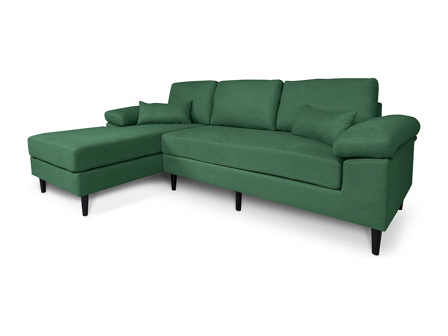 Divano angolare 3 posti con chaise longue sinistra tessuto verde abete – Washington