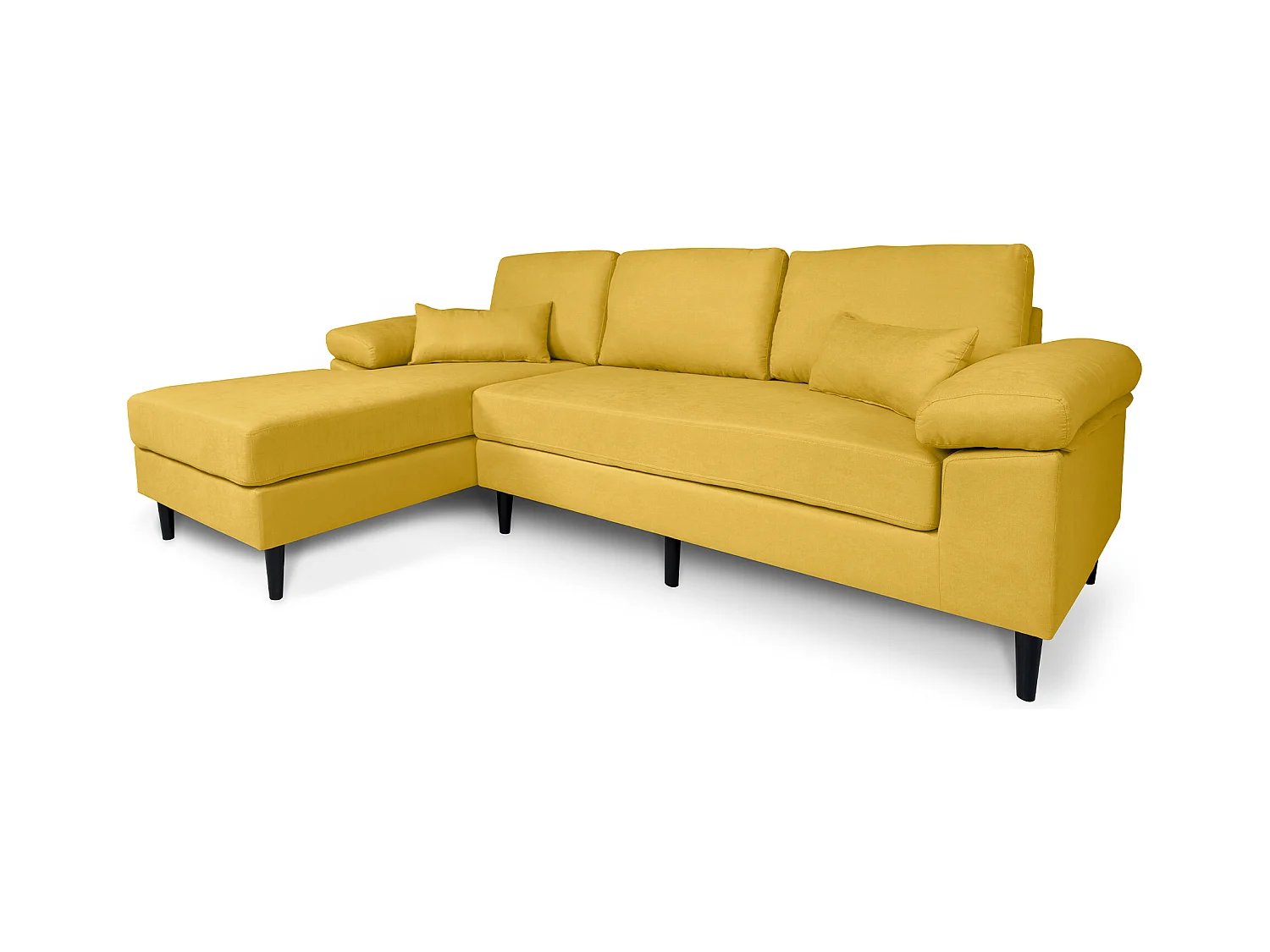 Divano angolare 3 posti con chaise longue sinistra tessuto giallo – Washington