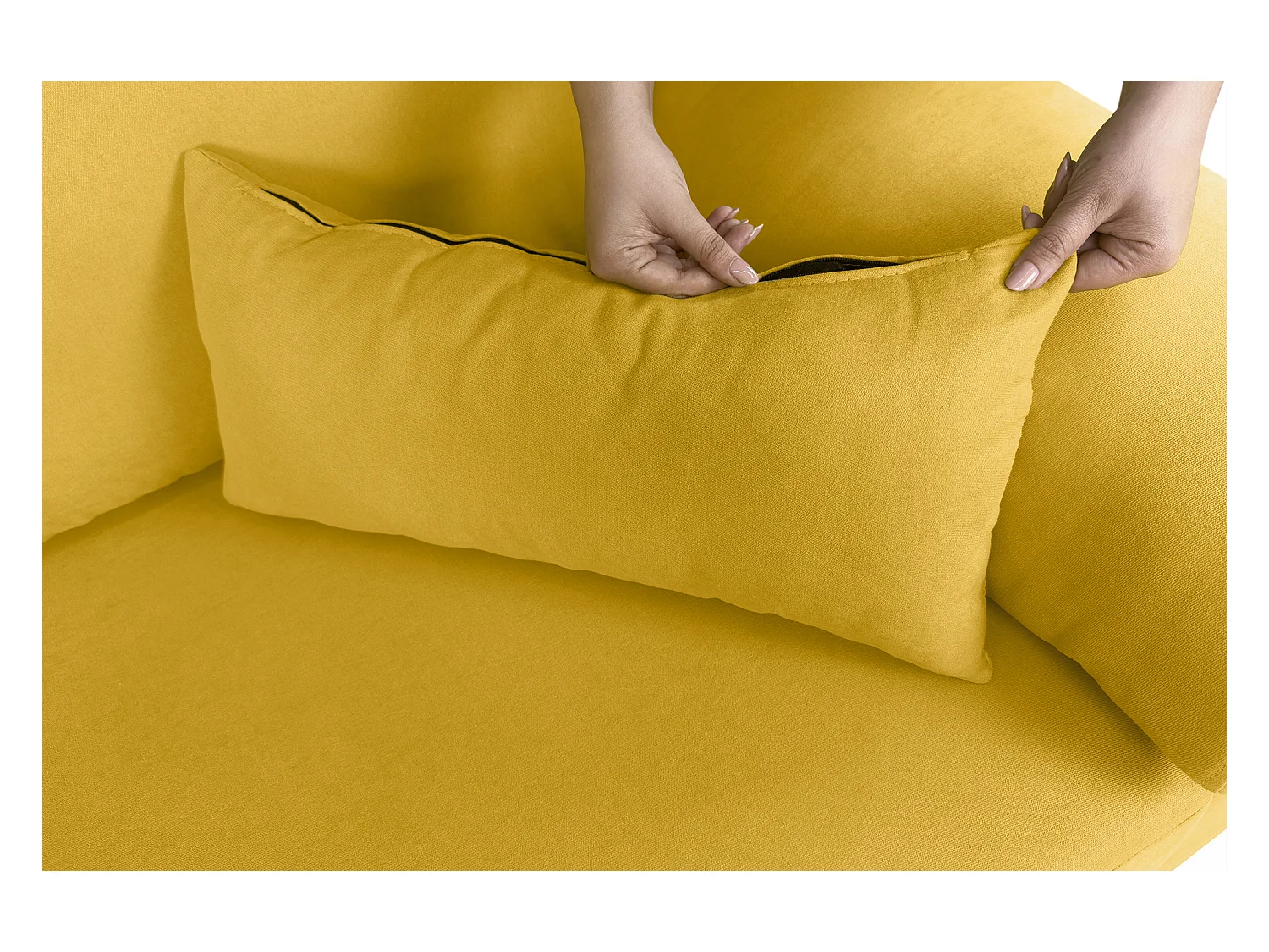 Divano angolare 3 posti con chaise longue sinistra tessuto giallo – Washington