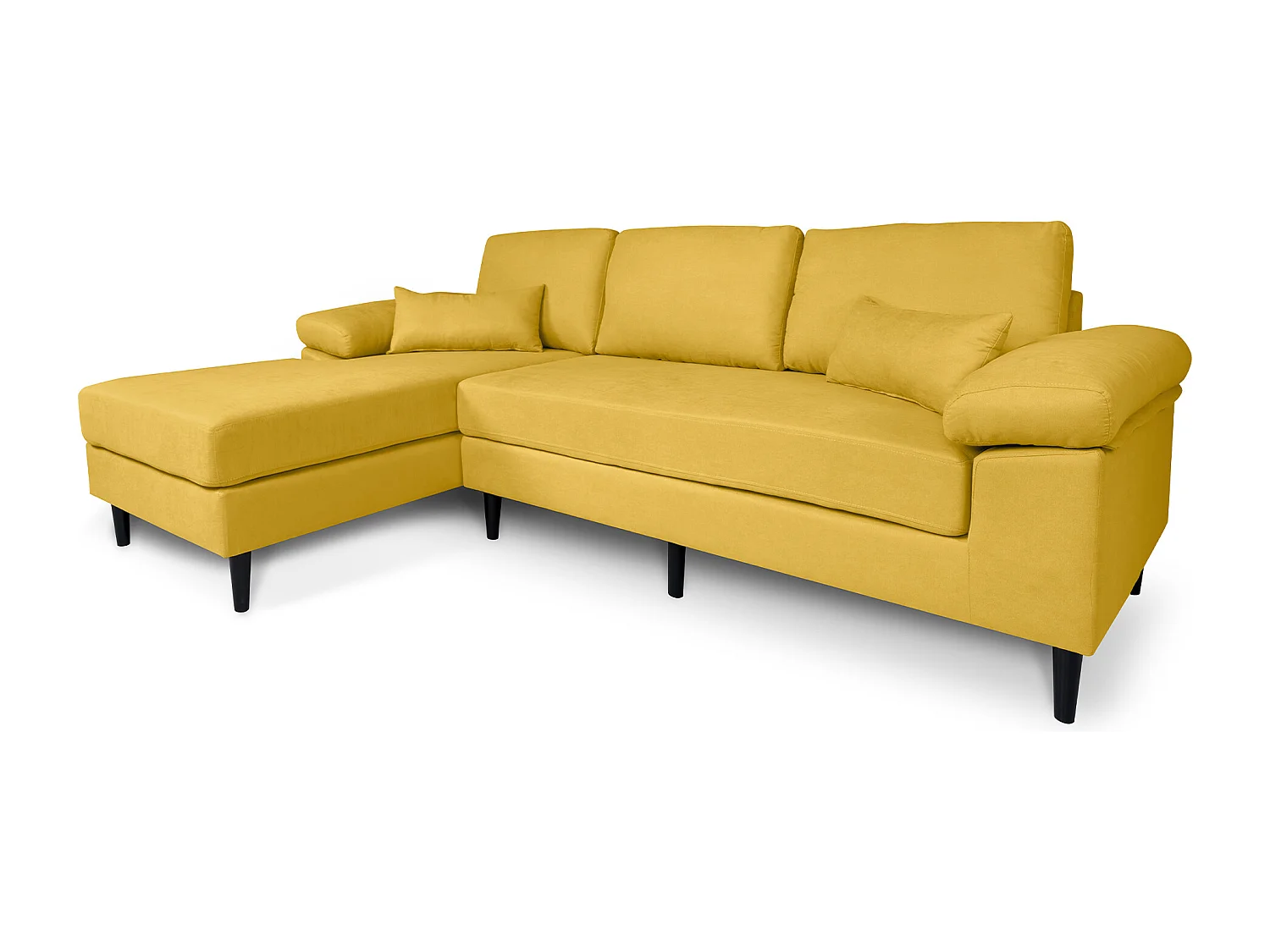 Divano angolare 3 posti con chaise longue sinistra tessuto giallo – Washington