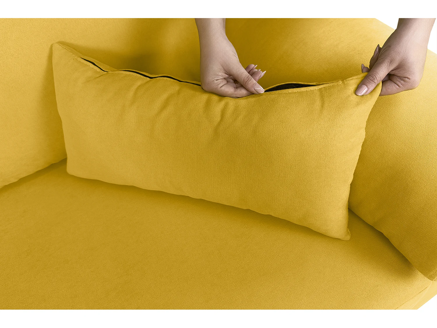 Divano angolare 3 posti con chaise longue sinistra tessuto giallo – Washington