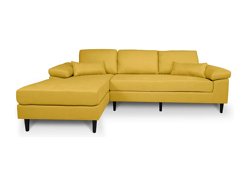 Divano angolare 3 posti con chaise longue sinistra tessuto giallo – Washington