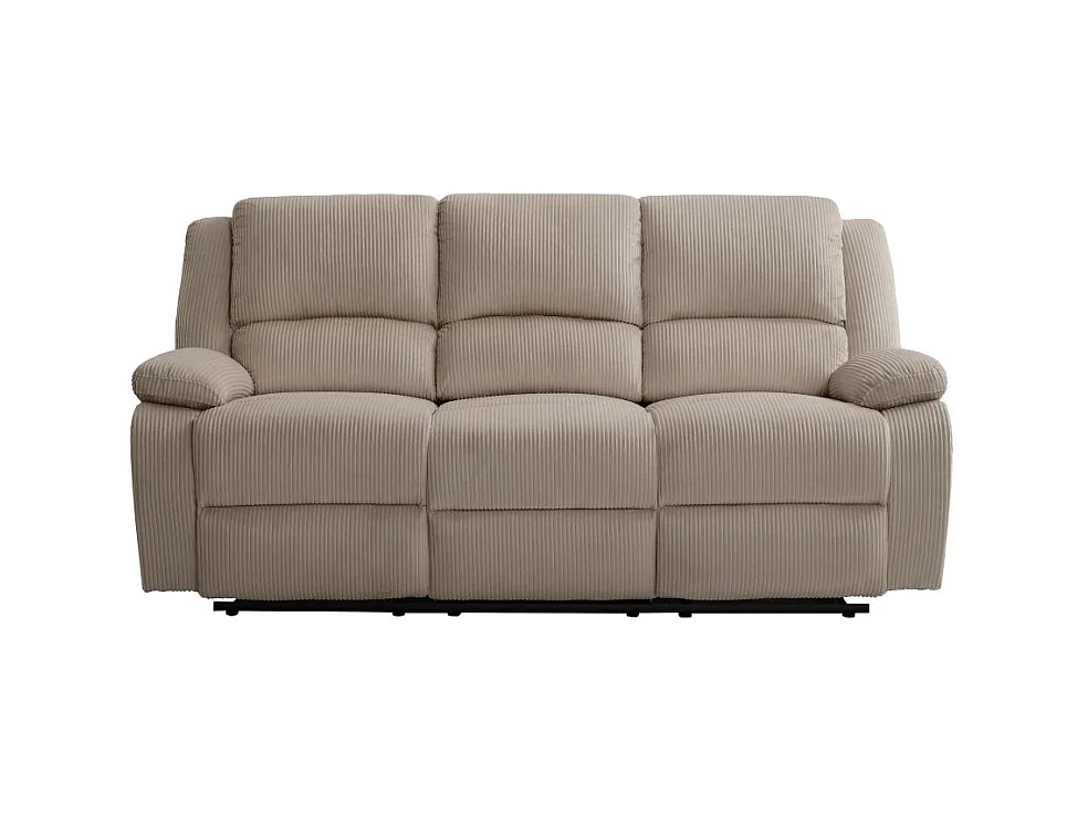 RELAXXO - Canapé de relaxation manuel 3 places LEO en velours côtelé - Taupe