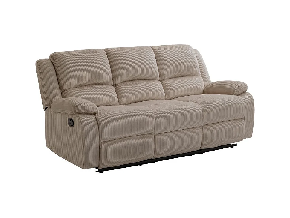 RELAXXO - Canapé de relaxation manuel 3 places LEO en velours côtelé - Taupe