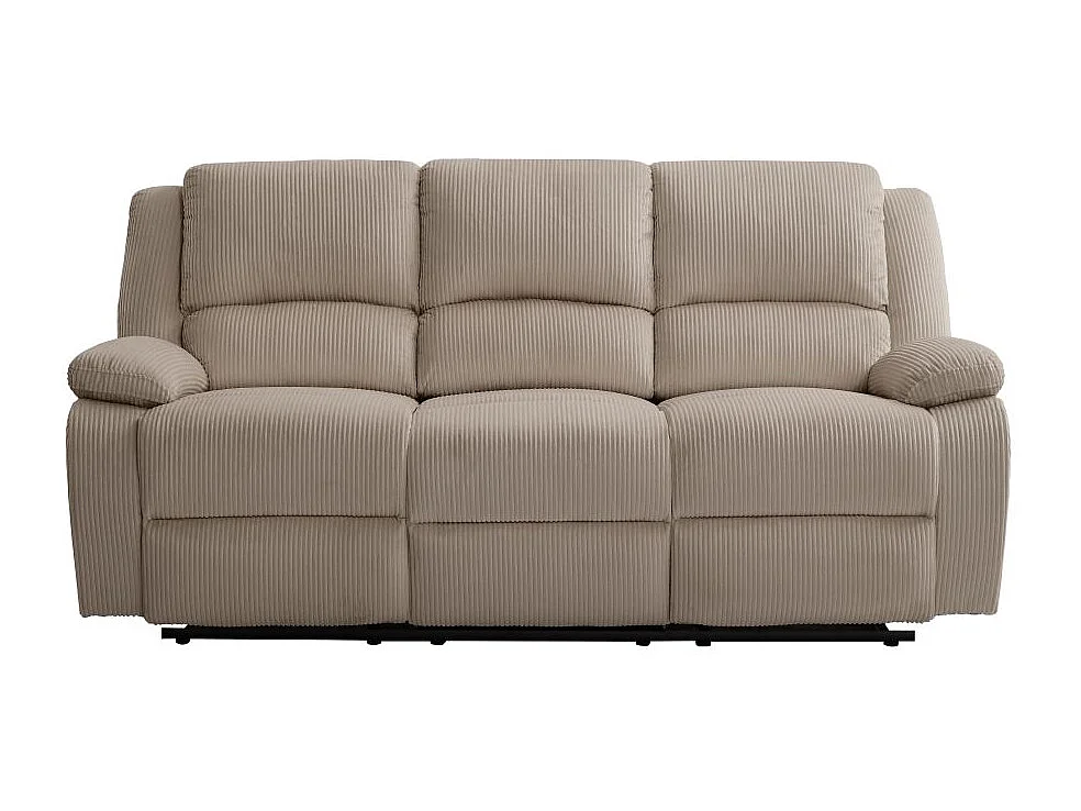 RELAXXO - Canapé de relaxation manuel 3 places LEO en velours côtelé - Taupe