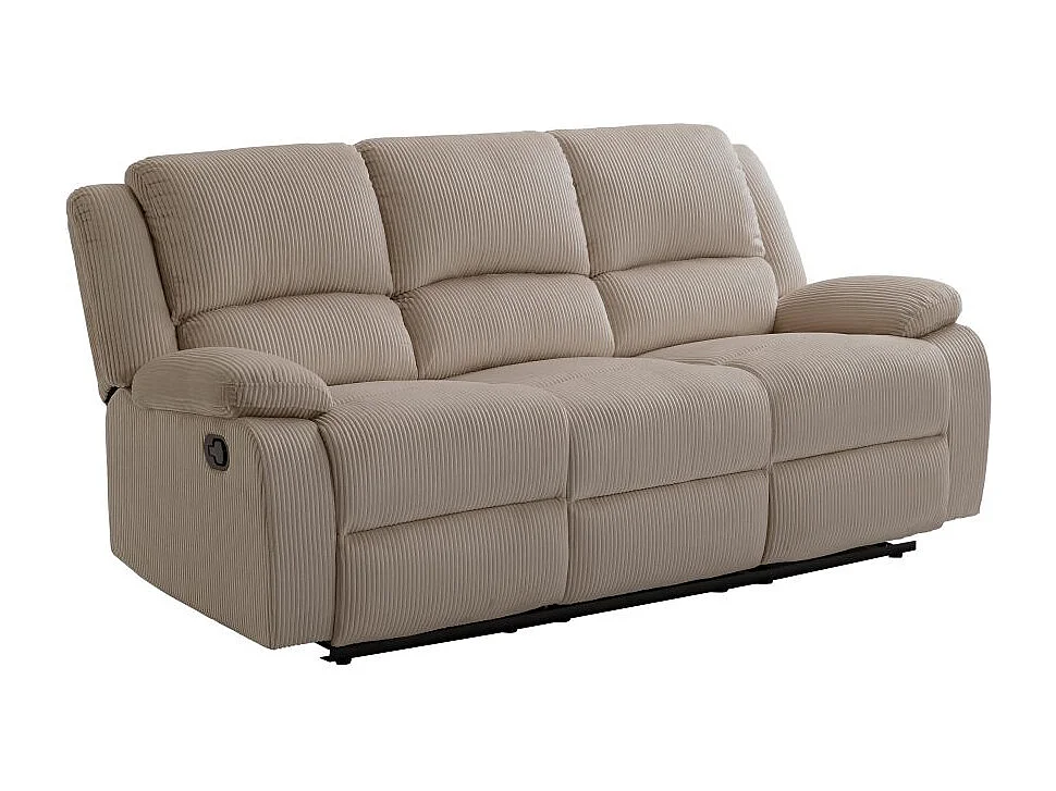 RELAXXO - Canapé de relaxation manuel 3 places LEO en velours côtelé - Taupe