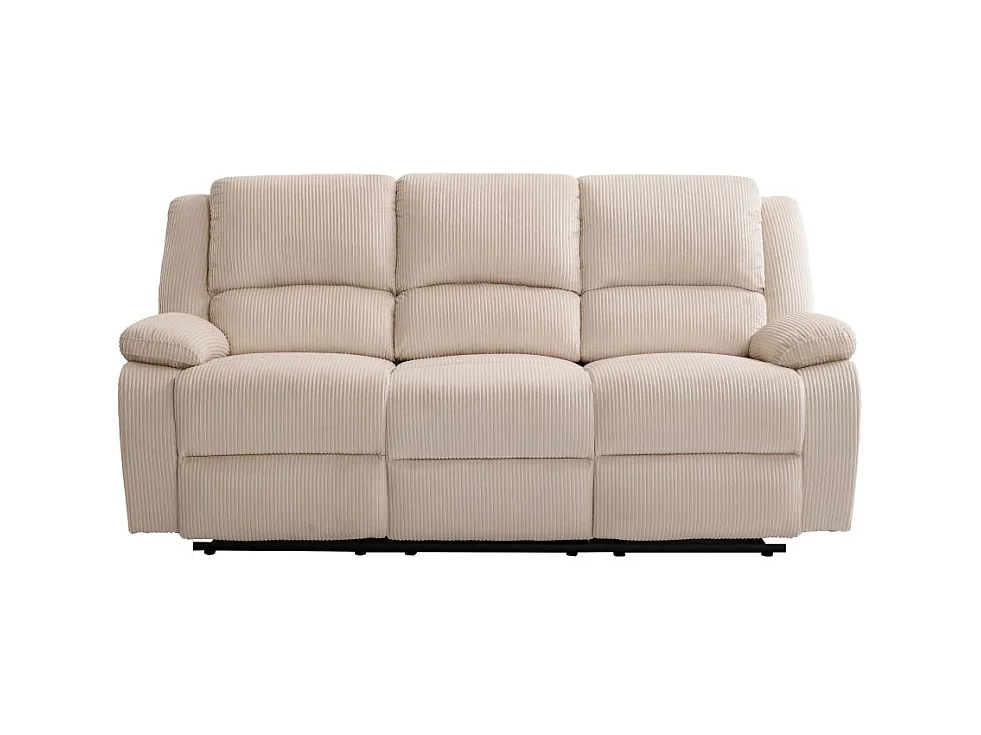 RELAXXO - Canapé de relaxation manuel 3 places LEO en velours côtelé - beige