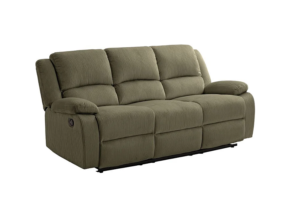 RELAXXO - Canapé de relaxation manuel 3 places LEO en velours côtelé - Vert