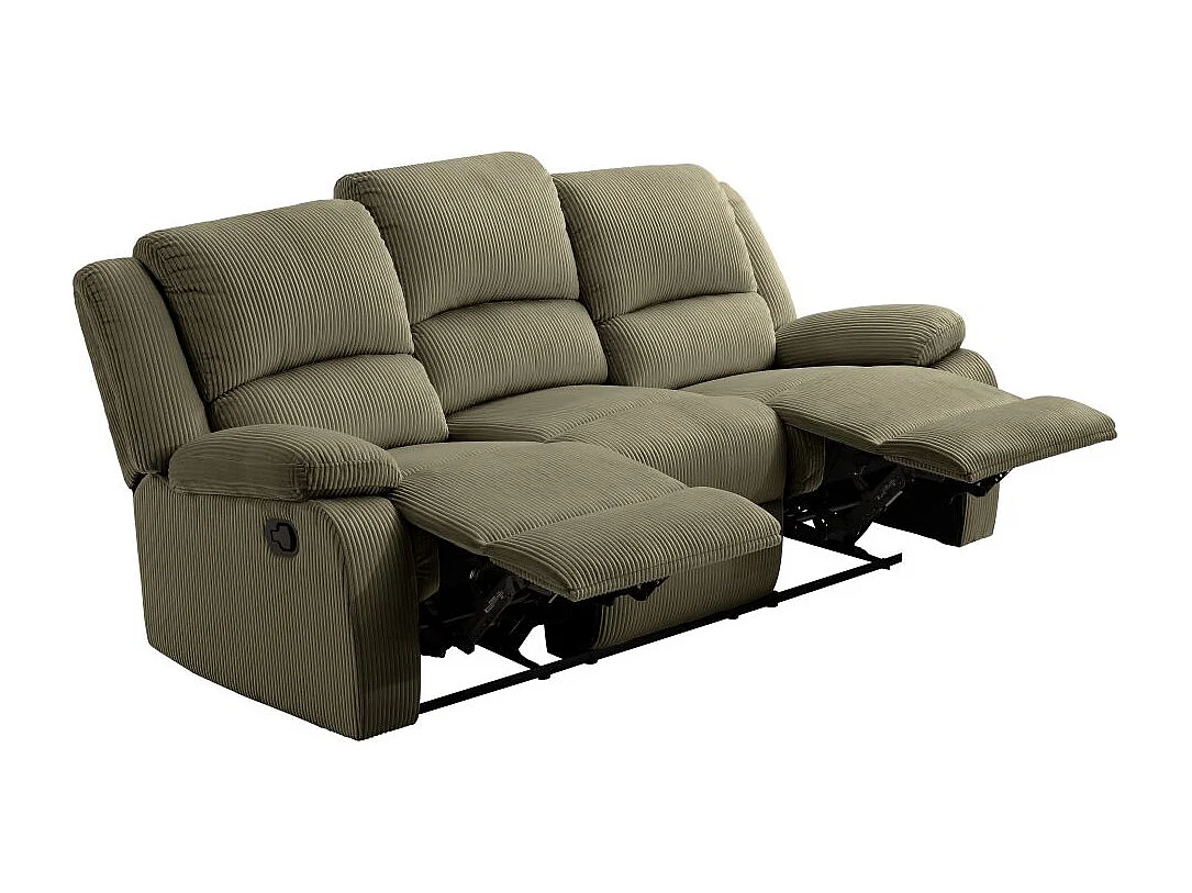 RELAXXO - Canapé de relaxation manuel 3 places LEO en velours côtelé - Vert