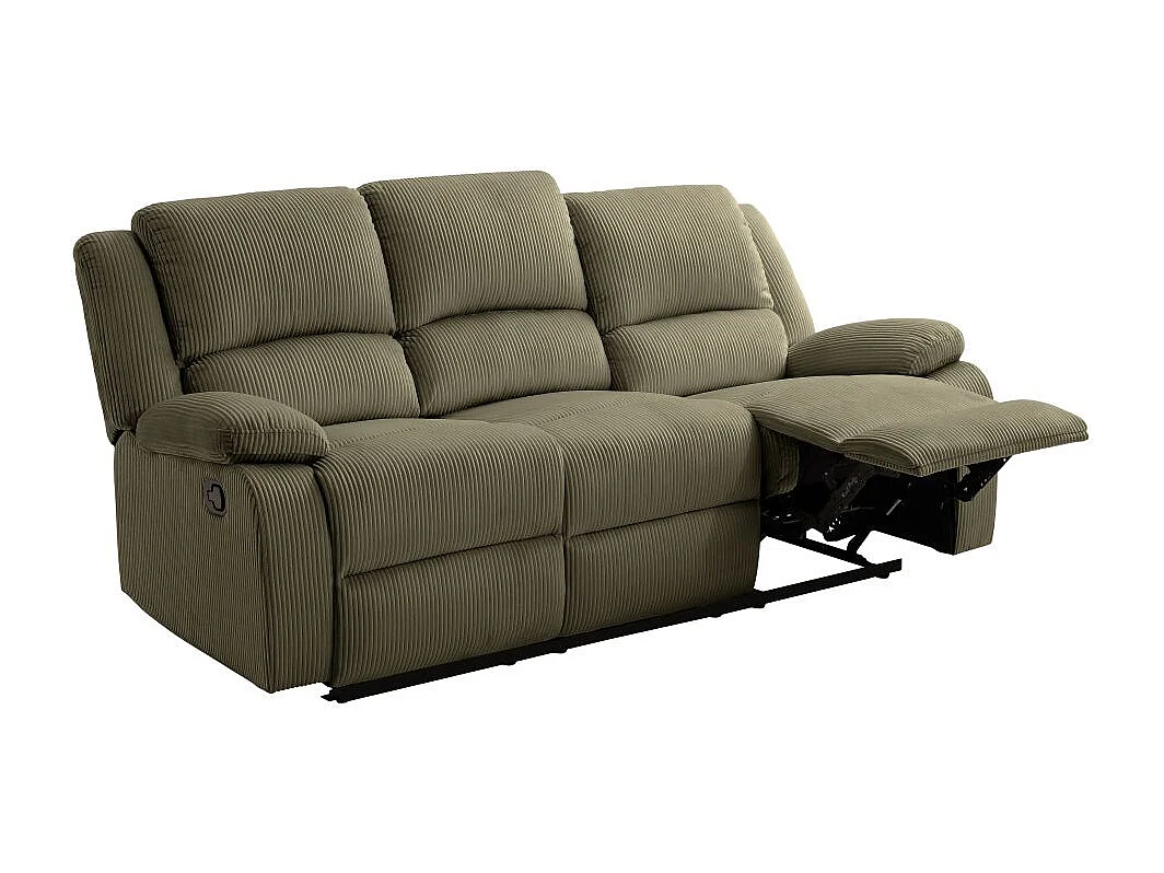 RELAXXO - Canapé de relaxation manuel 3 places LEO en velours côtelé - Vert