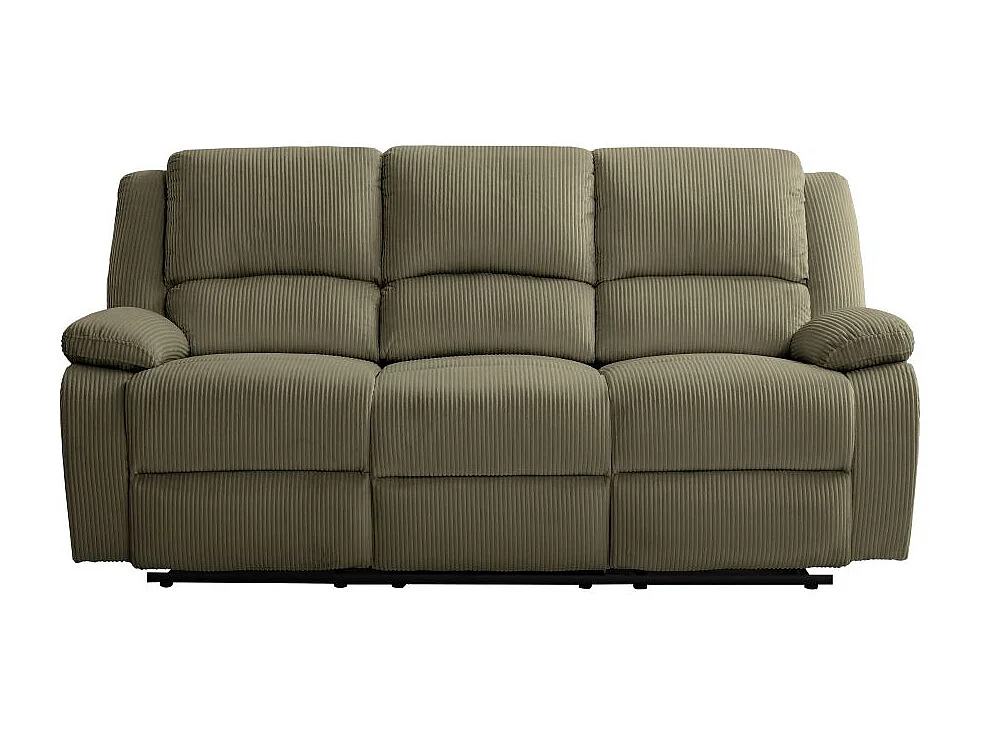 RELAXXO - Canapé de relaxation manuel 3 places LEO en velours côtelé - Vert