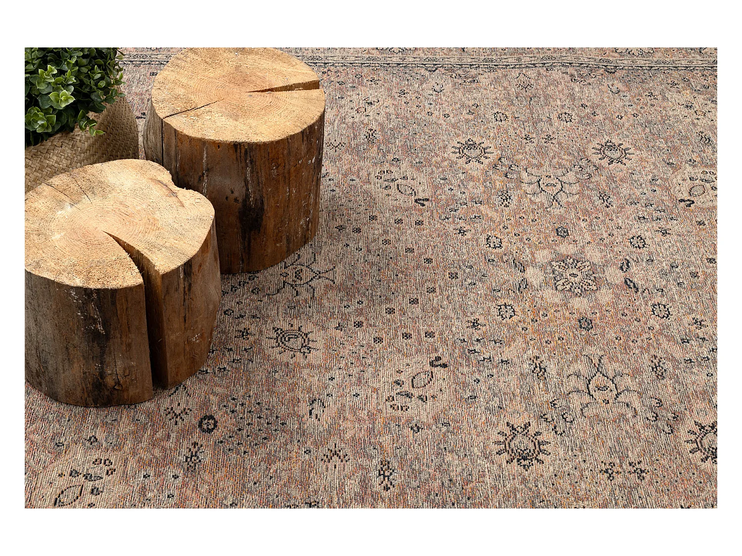 Tapis en laine ANTIGUA 518 74 JF300 OSTA - Fleurs, cadre, tissé à pl 200x300 cm