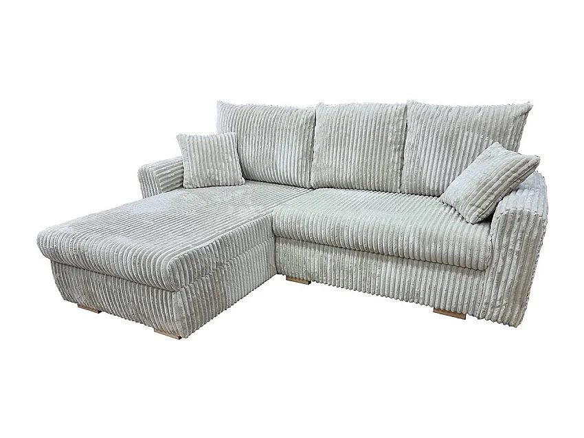 Canapé d'angle convertible et réversible velours beige Zora