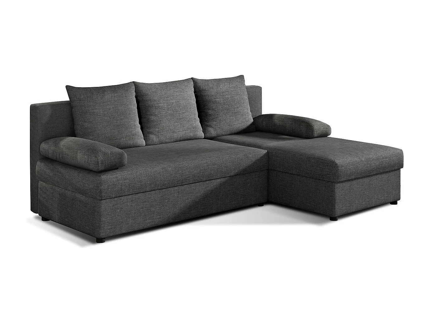 Canapé d'angle réversible 3 places DINA convertible en tissu - Gris moyen