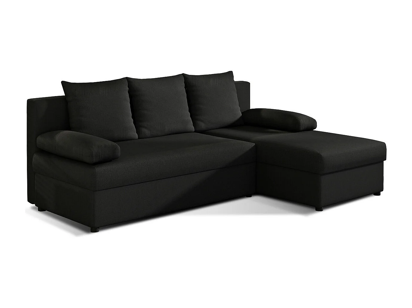 Canapé d'angle réversible 3 places DINA convertible en tissu - Gris anthracite