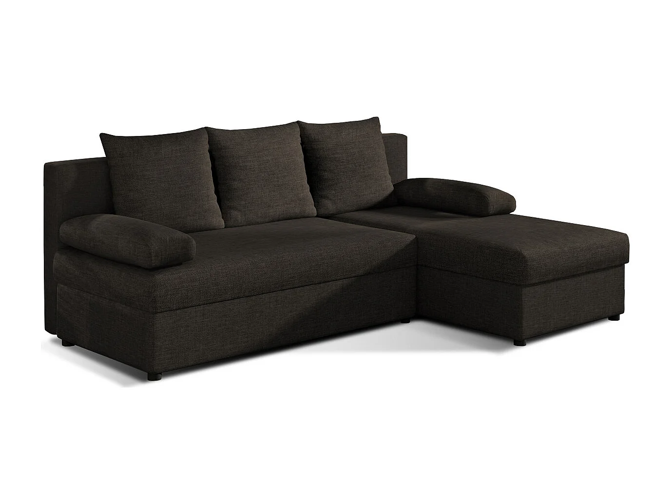 Canapé d'angle réversible 3 places DINA convertible en tissu - Marron