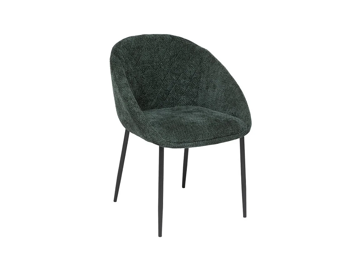 Chaise Seliso tissu chenille vert cèdre pieds métal Atmosphera