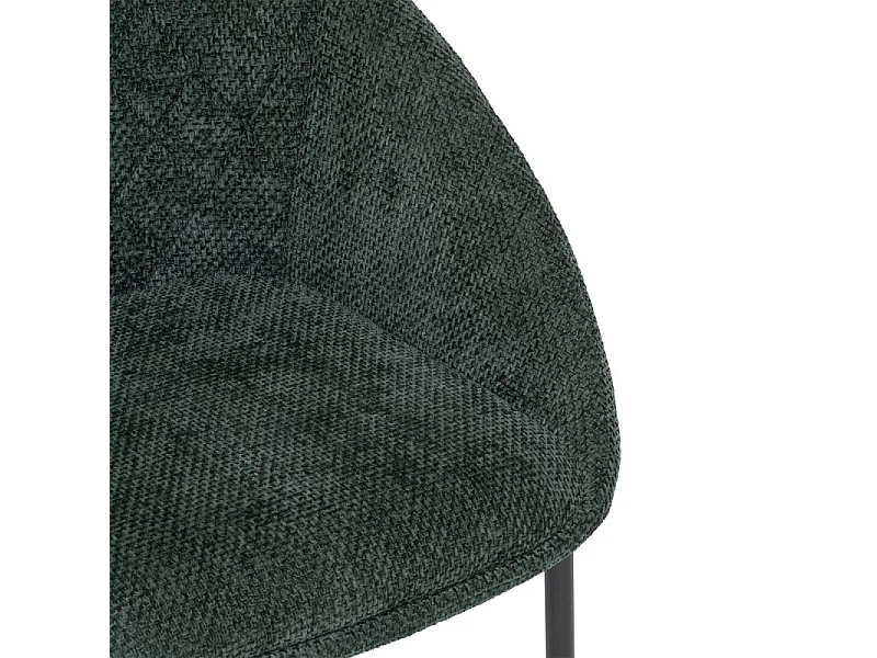 Chaise Seliso tissu chenille vert cèdre pieds métal Atmosphera