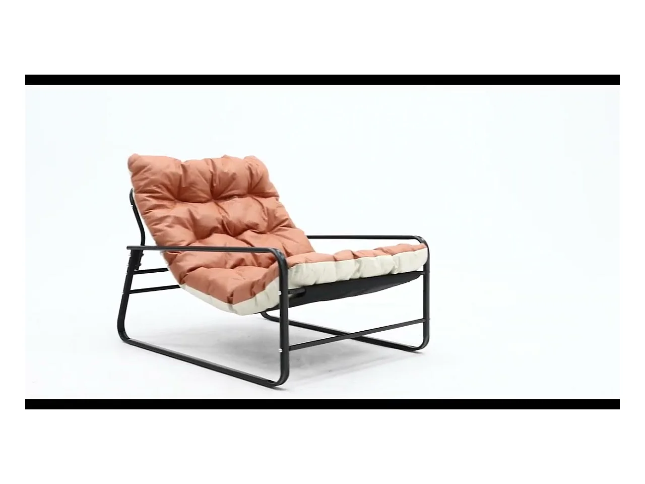 Fauteuils salon, relax, transat jardin, chaise longue balcon acier, 2 pers., extérieur, meuble terrasse (Orange+Beige)