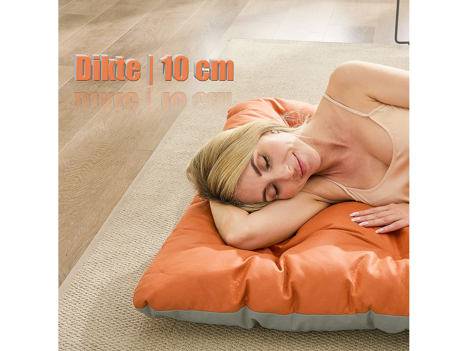 Sillones de salón, relax, tumbona jardín, hamaca balcón acero, 2 plazas, exterior, mueble terraza (Naranja+Beige)