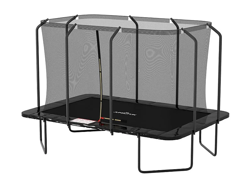 Trampoline extérieur Luxury Rectangle Noir - 244x366cm - avec Echelle, Tapis de Saut, Matelas de protection et Filet de sécurité
