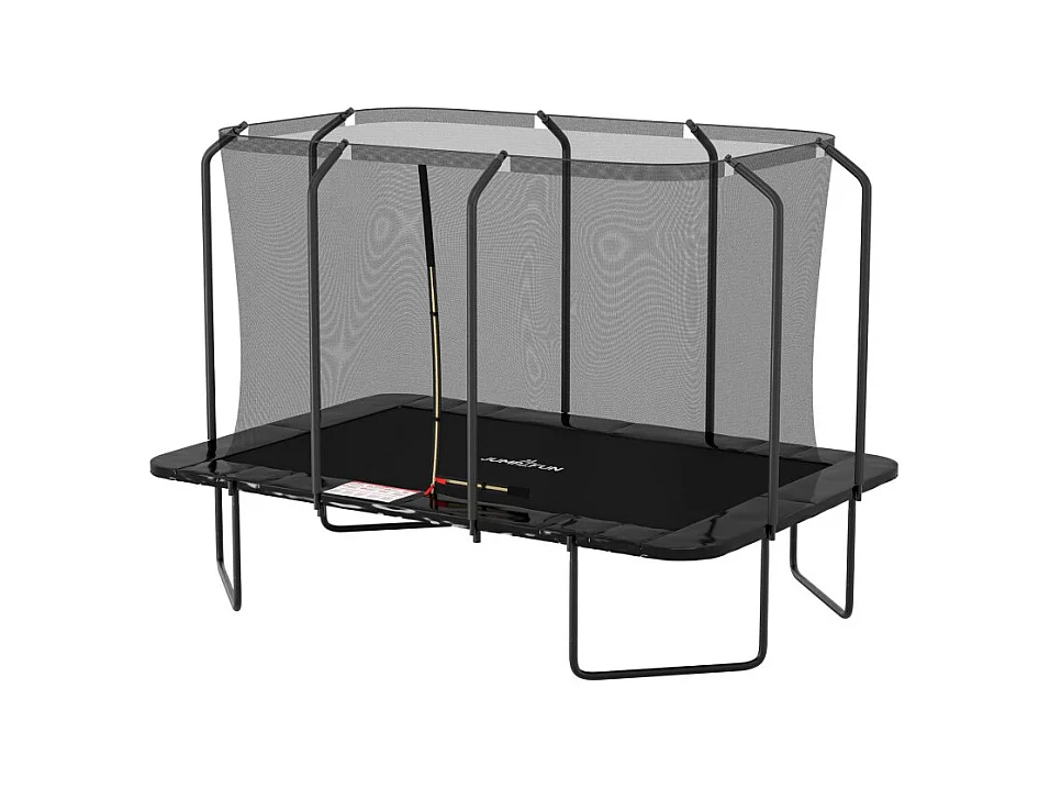 Trampoline extérieur Luxury Rectangle Noir - 244x366cm - avec Echelle, Tapis de Saut, Matelas de protection et Filet de sécurité
